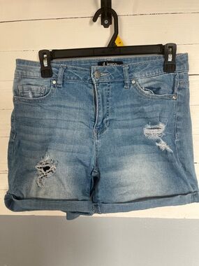 d. jeans Light Blue Distressed Rolled-Hem Denim Shorts